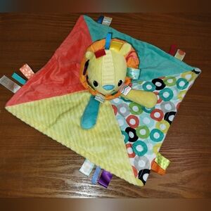 Taggies Bright Starts Colorful Circles Lion Plush Lovey Security Blanket 14” Toy